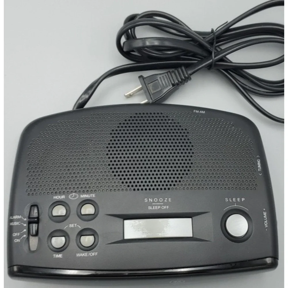 Vintage GE 7-4836B AM/FM Digital Alarm Clock Radio Snooze  Black Green LED Retro